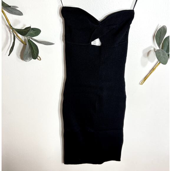 NWT Black Ribbed Strapless Dress - Picture 3 of 6